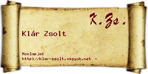 Klár Zsolt névjegykártya